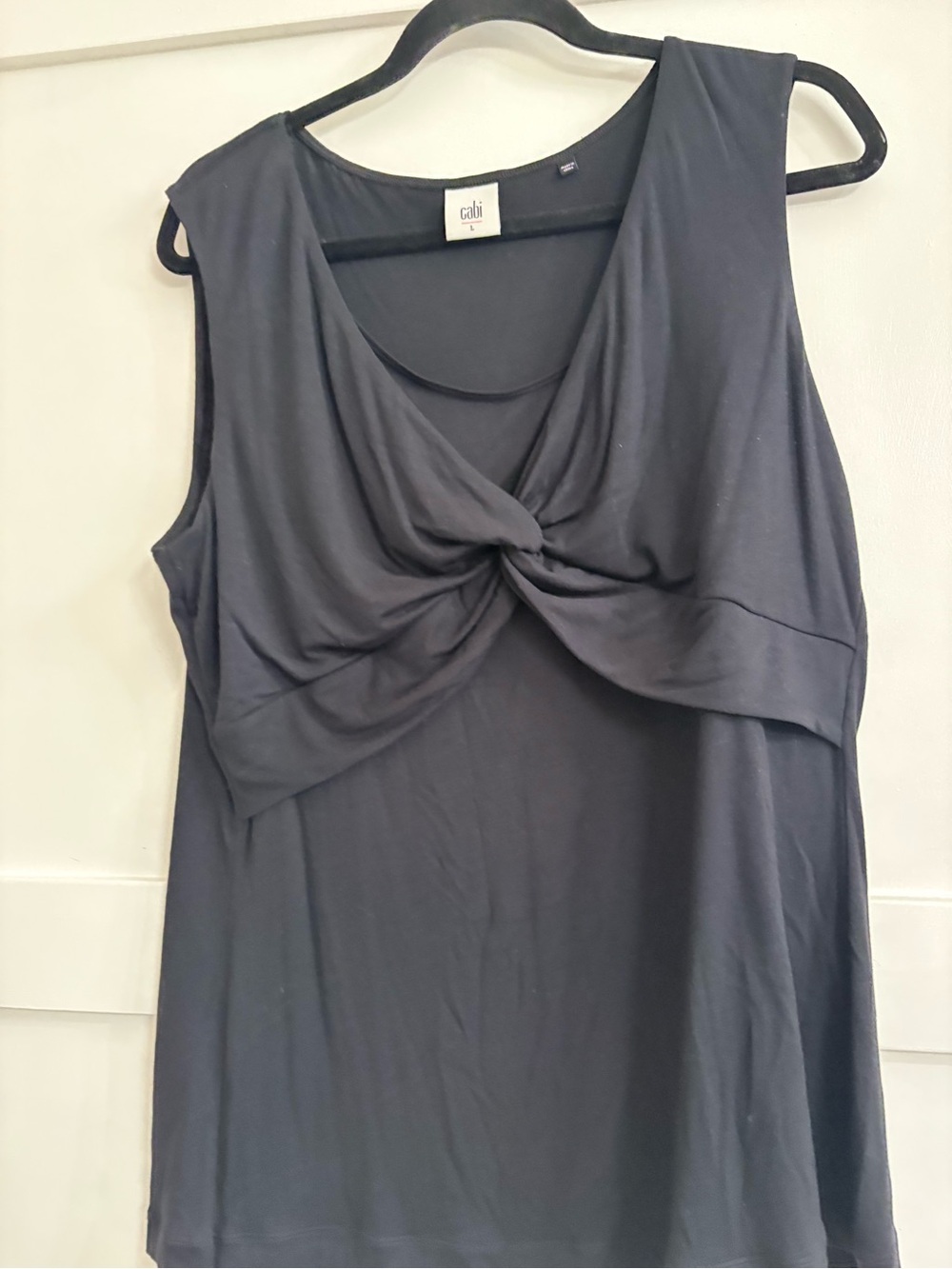 CAbi Black Sleeveless Twist-Front Top